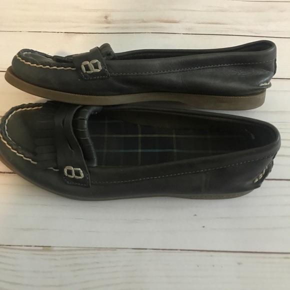 Navy Blue leather Sperry loafers - Picture 3 of 4